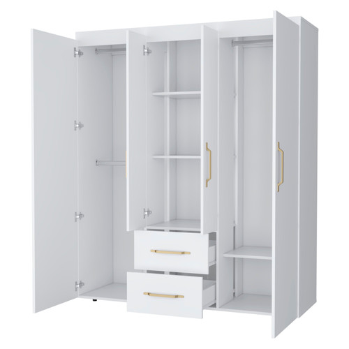 59" White Two Drawer Combo Dresser - 608219268282