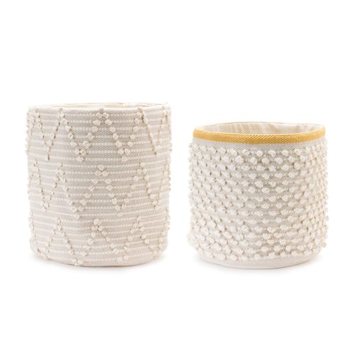 White Woven Cotton Basket  - 746427884150