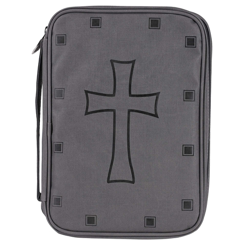 Bible Cover Cross Charcoal Gray Large - 603799750417
