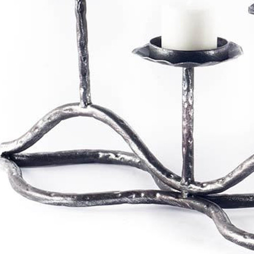 7" Black Distressed Geometric Metal Tabletop Tealight Candle Holder - 880024684932