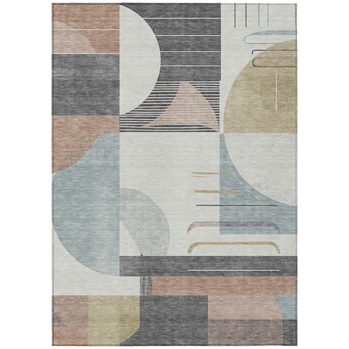 9' X 12' Rust Gray And Ivory Geometric Washable Indoor Outdoor Area Rug - 880016416596