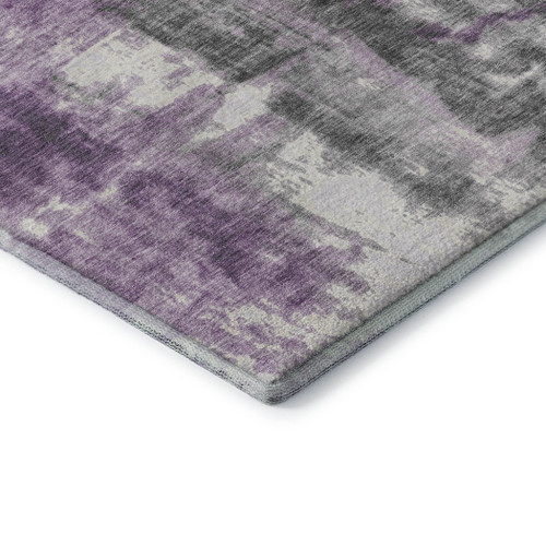 5' X 8' Purple Charcoal And Ivory Abstract Washable Area Rug With UV Protection - 880024690575