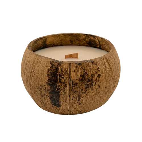 4" Ivory Coconut And Hibiscus Scented Candle In Brown Coconut Shell Holder - 880016710366