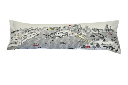 Homeroots Home Decor Pittsburgh Daylight Skyline Lumbar Decorative Pillow, White, 45 Inches