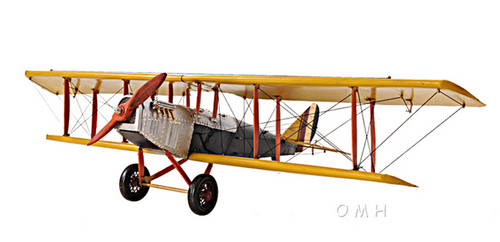 Yellow Curtiss JN-4 "Jenny" Model Fighter Bi-Plane- 1:18 Scale - 640901135137