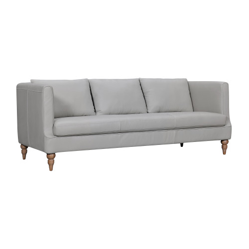 85" Gray And Brown Leather Sofa - 606114888697