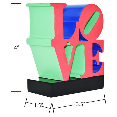 4" Red Blue Green And Black Resin Love Tabletop Sculpture - 880024993058