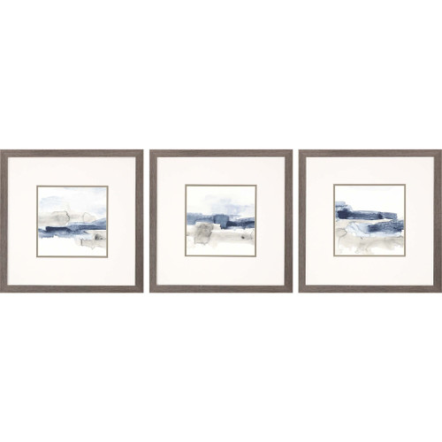 Set Of Three Shoreline Blues I Set Of 3 Framed Art Silver Picture Frame Print Wall Art - 606114162186