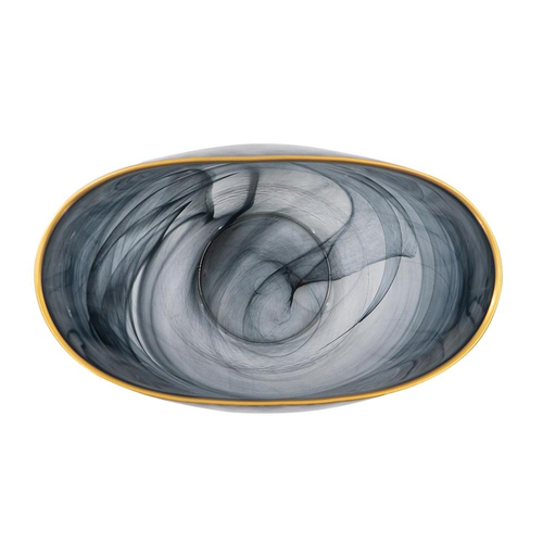 Charcoal Abstract Swirl Art Glass Table Vase - 880016389050
