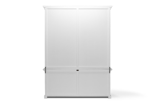 65" White Solid Wood Frame Dining Hutch With Fourteen Shelves