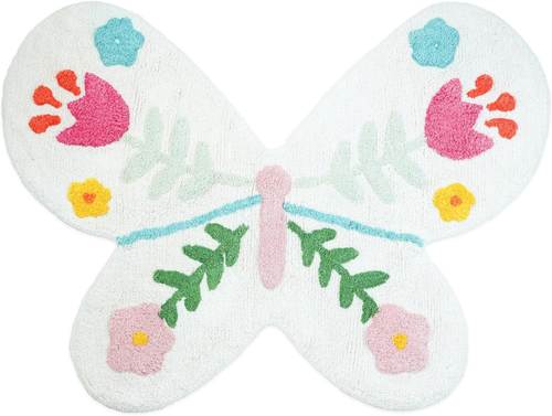 3' X 4' White And Pink Butterfly Youthful Washable Area Rug - 880016387698