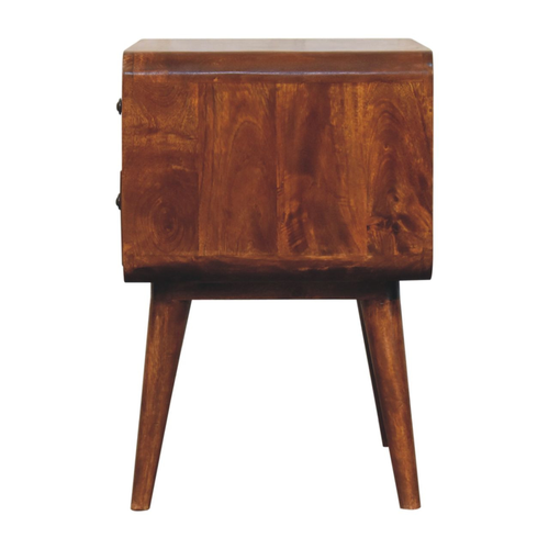 Chestnut Wood Two Drawer Nightstand - 880016839678