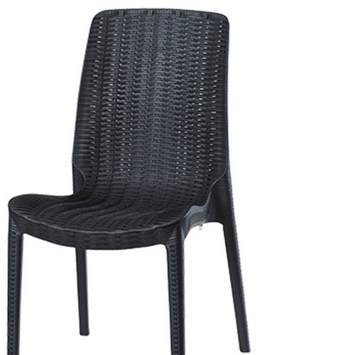 Set of Four Black Heavy Duty Plastic Outdoor Stacking Dining Chairs - 880016441437