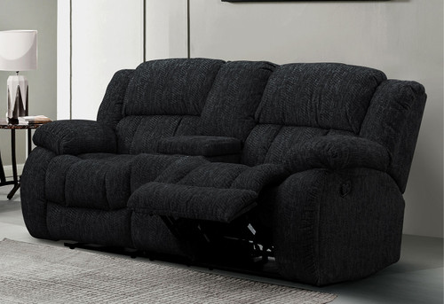 77" Black Manual Reclining Loveseat With Storage - 608219139193