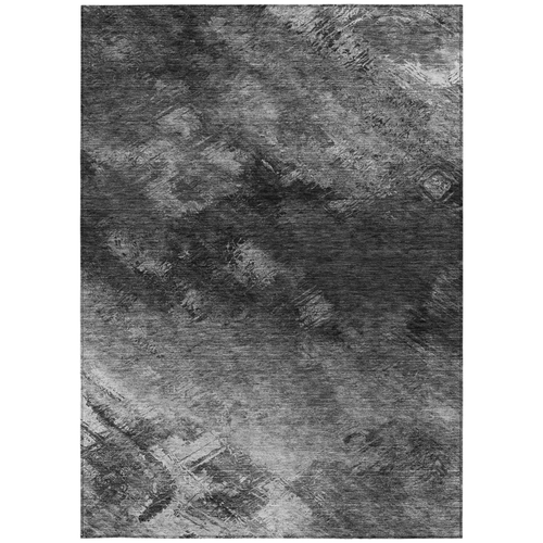 10' X 14' Gray Charcoal And Silver Abstract Washable Indoor Outdoor Area Rug