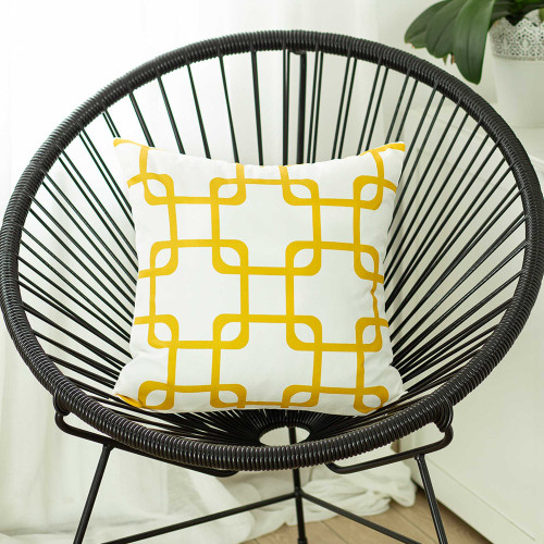 18" Yellow and White Throw Pillow Cover