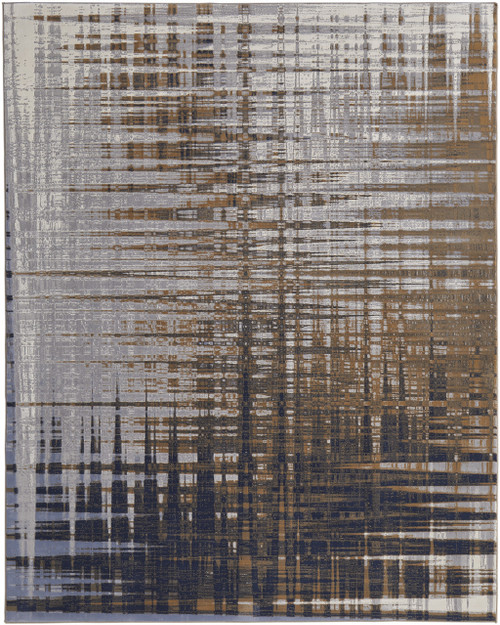 9' X 12' Blue Orange And Gray Abstract Power Loom Area Rug - 606114124818