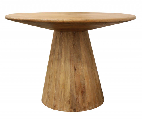 42" Natural Rounded Solid Wood Pedestal Dining Table - 606114679981