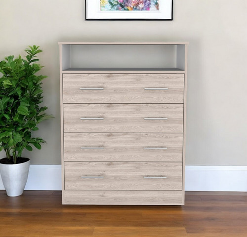 33" Oak Wood Four Drawer Dresser