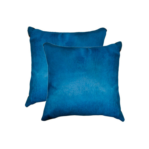 Homeroots Home Decor 18 X 18 X 5 Inches Royal Blue Cowhide Pillow 2 Pack