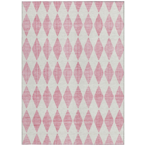 8' X 10' Pink And Ivory Geometric Washable Indoor Outdoor Area Rug - 608219198428