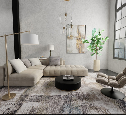 12' X 15' Gray Taupe And Ivory Abstract Distressed Area Rug - 880016503913