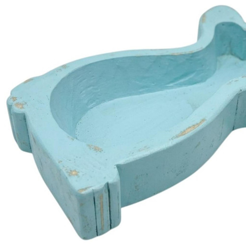 7" Aqua Solid Wood Bunny Dough Bowl - 880024588179