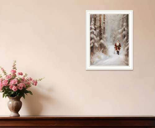 Santa's Winter Stroll White Framed Wall Art - 880016818932