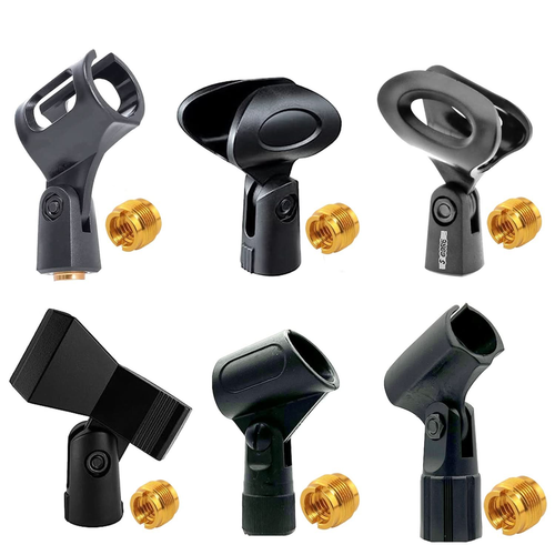Microphone Clip Holder 6 Pieces Multi Pack with Screw Adapters 5/8 to 3/8 Inch - 810099496079