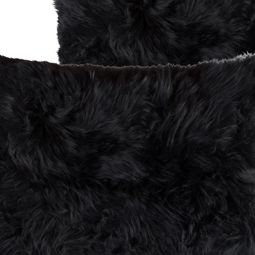 Set of Two 12" X 20" Black Sheepskin Lumbar Throw Pillows - 608219397449