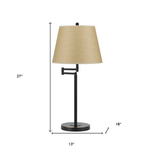 27" Bronze Metal Table Lamp With Tan Empire Shade - 606114727767