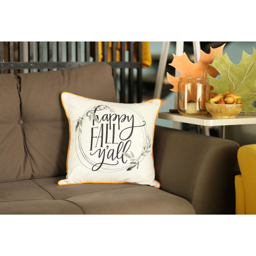 Homeroots Home Decor Black And White Happy Fall Throw Pillow