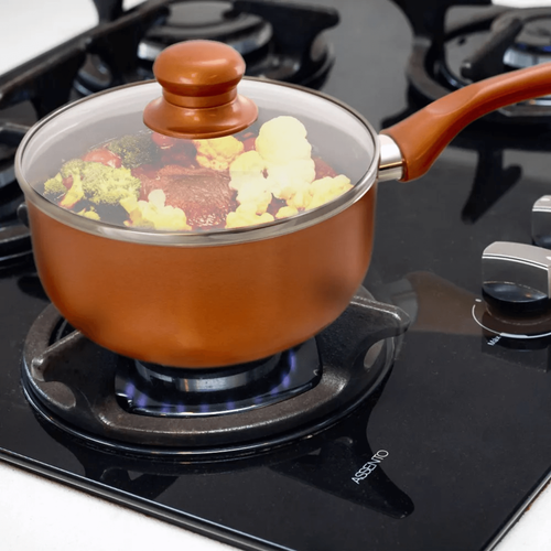 Better Chef 2Qt Ceramic-Coated Copper-Tone Saucepan with Glass Lid - 636555111061