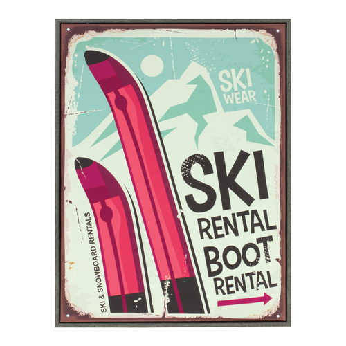 Framed Ski Lodge Wall Sign  - 746427862882