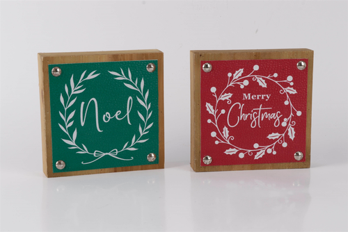 Holiday Sentiment Sign with Faux Leather Accent  - 746427861182