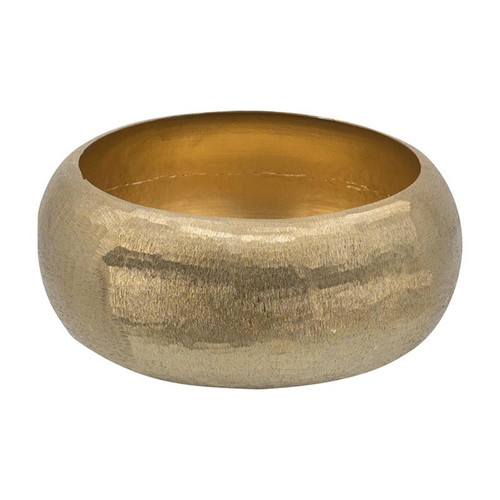 Set of Two Gold Aluminum Hammered Round Centerpiece Bowls - 880024836195