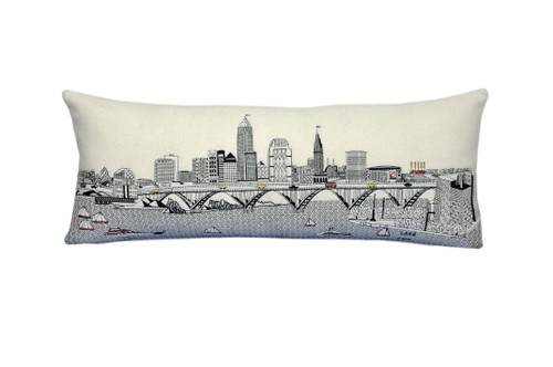 Homeroots Home Decor Cleveland Daylight Skyline Lumbar Decorative Pillow, White, 35 Inches