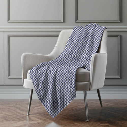 50" X 70" Navy Blue And White Houndstooth Microfiber Plush Throw Blanket - 880024772622