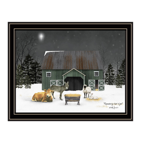 Remembering the Night Christmas Manger Black Framed Wall Art - 880016848427
