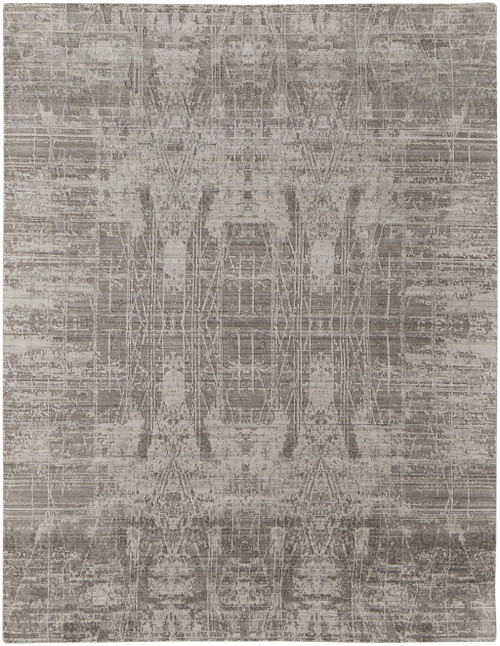 10' X 14' Gray and Silver Abstract Hand Woven Worn Faded Area Rug - 608219175924