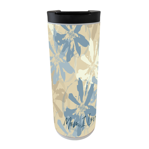 White Tumbler Blue-Floral Mom I Love - 603799760546