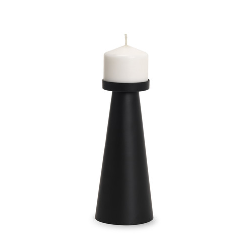10" Black Metal Tabletop Pillar Candle Holder - 880016721775