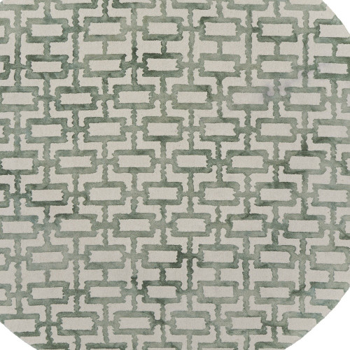10' Ivory and Green Round Trellis Hand Tufted Area Rug - 606114912798