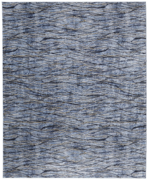 9' X 13' Blue Ivory and Tan Abstract Power Loom Area Rug - 608219310677