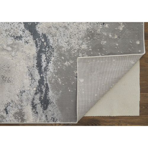 10' X 13' Ivory Black And Gray Abstract Area Rug