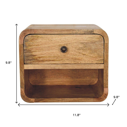 12" Oak Solid Wood One Drawer Floating Nightstand - 880016571073