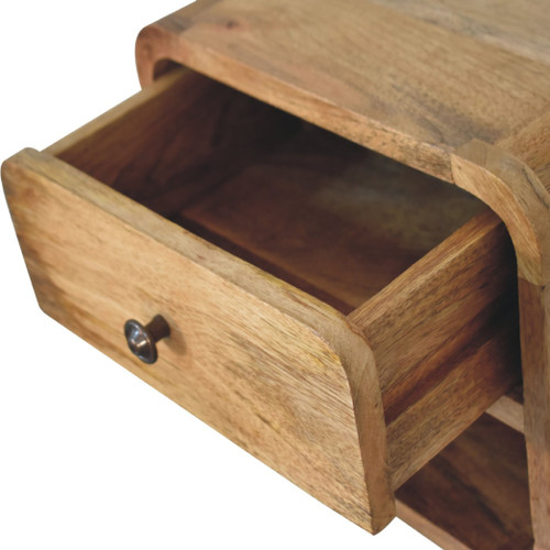 12" Oak Solid Wood One Drawer Floating Nightstand
