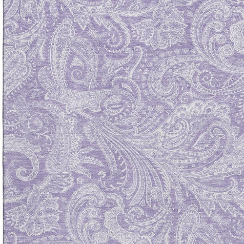 9' X 12' Lavender And Ivory Paisley Washable Area Rug With UV Protection - 880016733457