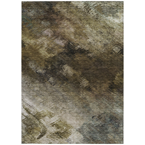 10' X 14' Chocolate Brown And Beige Abstract Washable Indoor Outdoor Area Rug - 608219236311