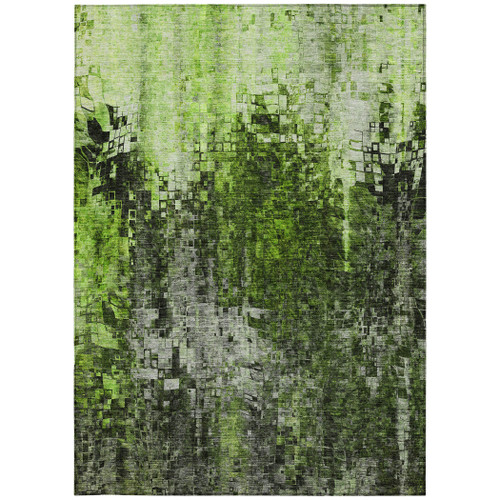 8' X 10' Green Artichoke Green And Lime Green Abstract Washable Indoor Outdoor Area Rug - 608219316938